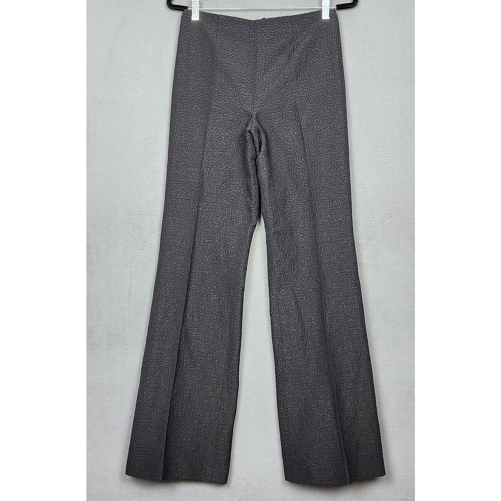 MARLOWE Pants Womens Size 4 Black Textured Wool Flared Leg Measure 28X34" ITALY